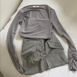 House of CB Pale Gray Draped Top and Skirt - Never worn